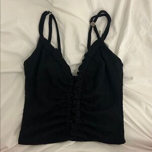 Anthropologie Women’s Black Ruched Camisole Tank Top